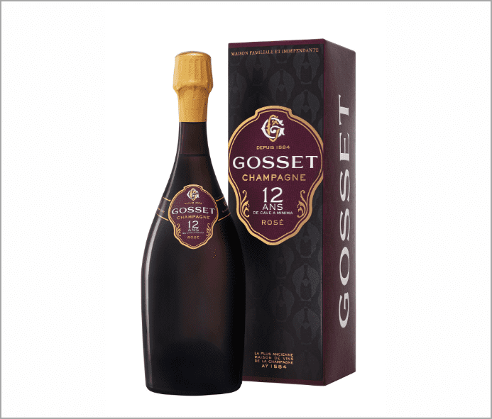 Champagne rosé Gosset 12 ans de cave a minima